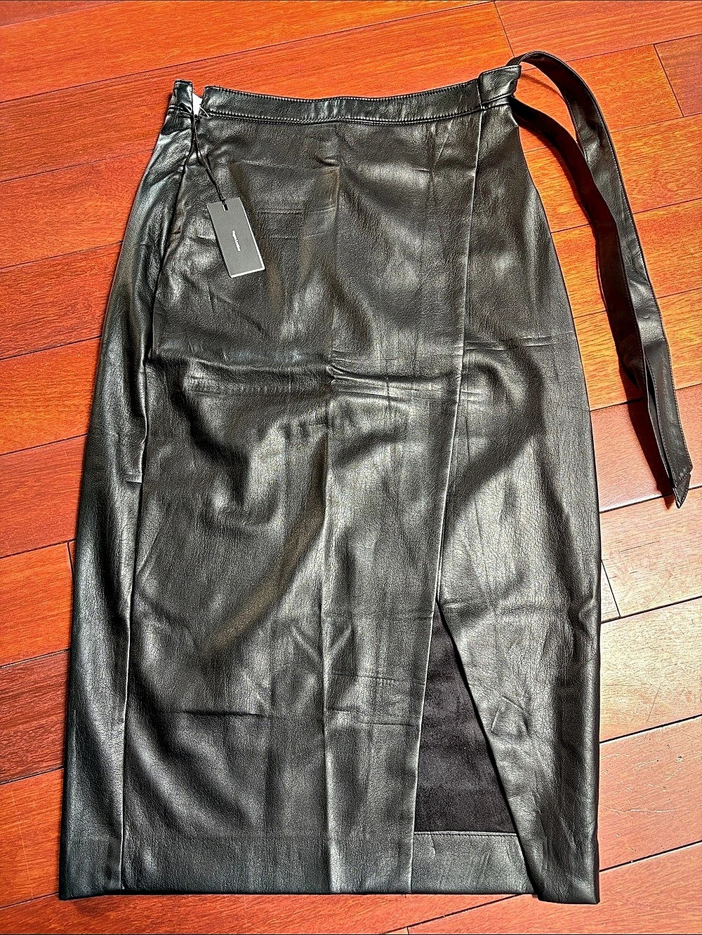 Babaton Pelli Skirt Leather-Look Midi Black Size 4